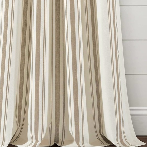 Lush Decor Farmhouse Stripe Yarn Dyed Cotton Window Curtain Pnl Pair - Picture 3 of 9